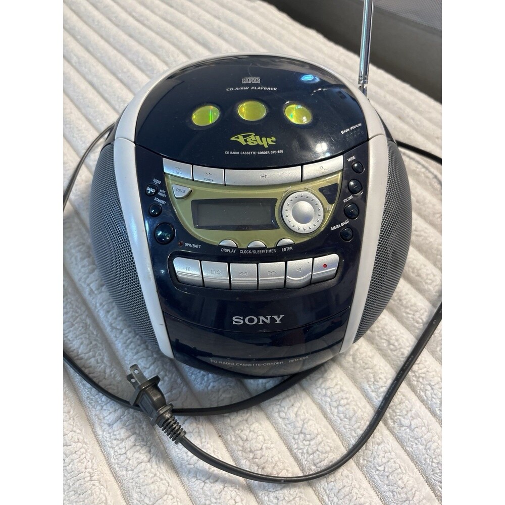 Sony Psyc Navy Blue Color Changing Display Y2K Boombox RADIO & CASSETTE WORK